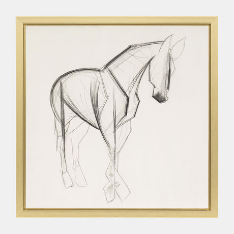 47x47, Hand Painted Elegant Horse Sketch, Blk/wht from Sagebrook Home - Luna Furniture