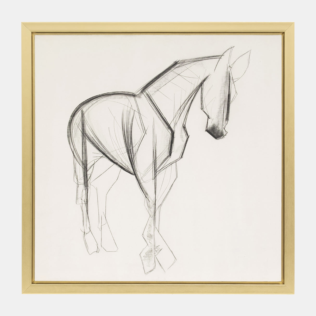 47x47, Hand Painted Elegant Horse Sketch, Blk/wht from Sagebrook Home - Luna Furniture