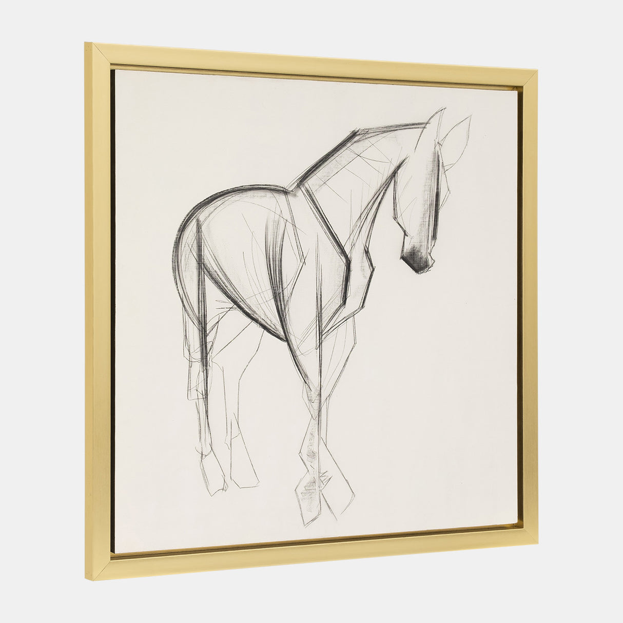 47x47, Hand Painted Elegant Horse Sketch, Blk/wht from Sagebrook Home - Luna Furniture