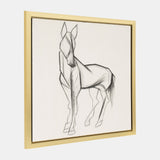 47x47, Hand Painted Elegant Horse Sketch, Blk/wht from Sagebrook Home - Luna Furniture