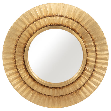 47x47 Round Tribal Gold Leaf Mirror - 20934