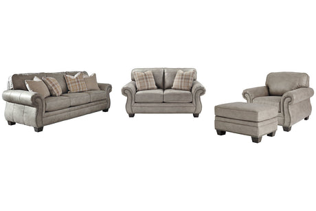 Olsberg Steel Sofa and Loveseat with Chair and Ottoman -  Ashley - Luna Furniture