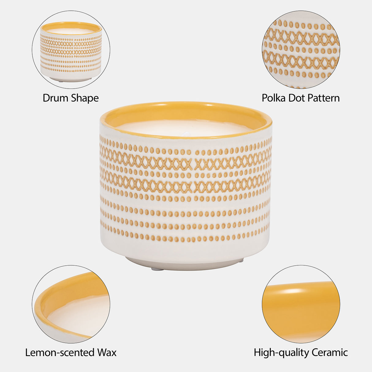 5" 15oz X Dots Citro Candle, Yellow from Sagebrook Home - Luna Furniture