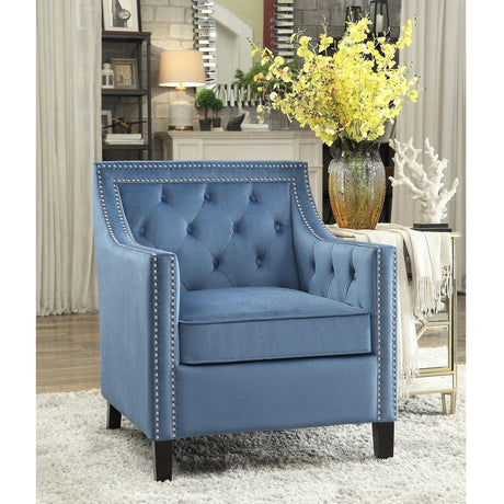 Graziso Blue Velvet Accent Chair -  Homelegance - Luna Furniture