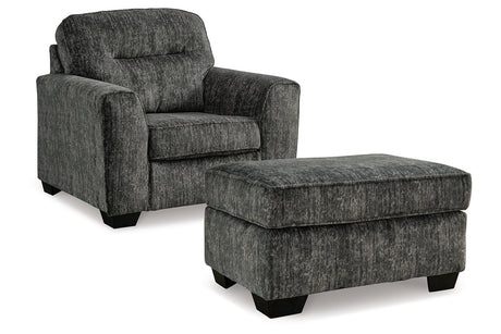 Lonoke Gunmetal Oversized Chair and Ottoman -  Ashley - Luna Furniture