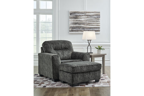 Lonoke Gunmetal Oversized Chair and Ottoman -  Ashley - Luna Furniture