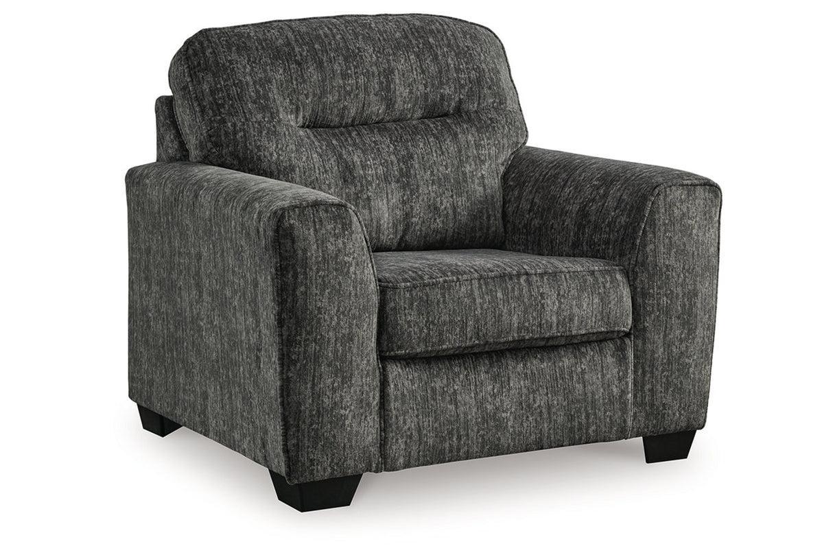 Lonoke Gunmetal Oversized Chair and Ottoman -  Ashley - Luna Furniture