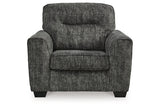 Lonoke Gunmetal Oversized Chair and Ottoman -  Ashley - Luna Furniture