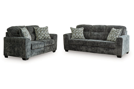 Lonoke Gunmetal Sofa and Loveseat -  Ashley - Luna Furniture