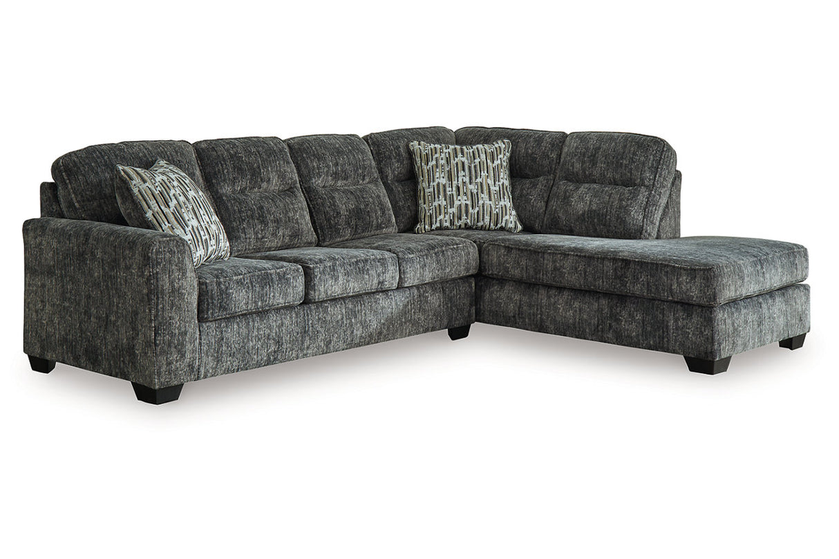 Lonoke Gunmetal 2-Piece Sectional with Chaise -  Ashley - Luna Furniture