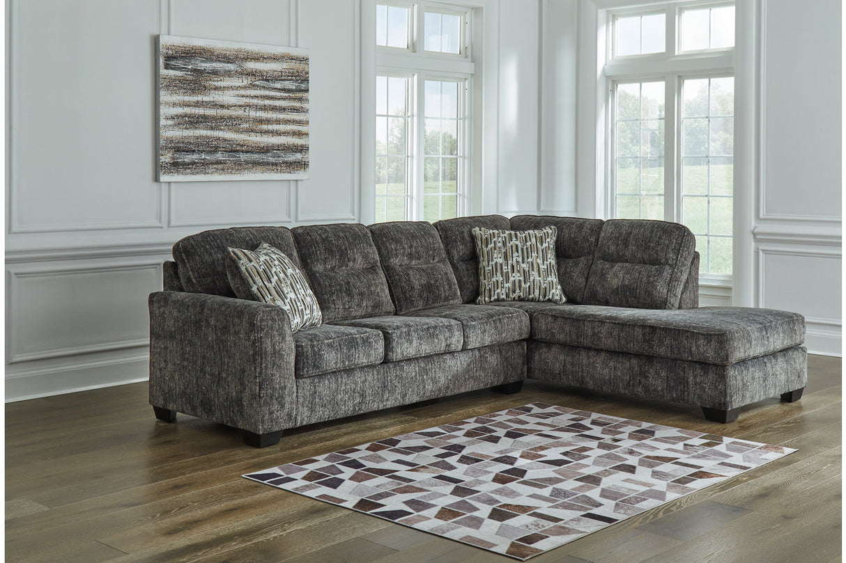 Lonoke Gunmetal 2-Piece Sectional with Chaise -  Ashley - Luna Furniture