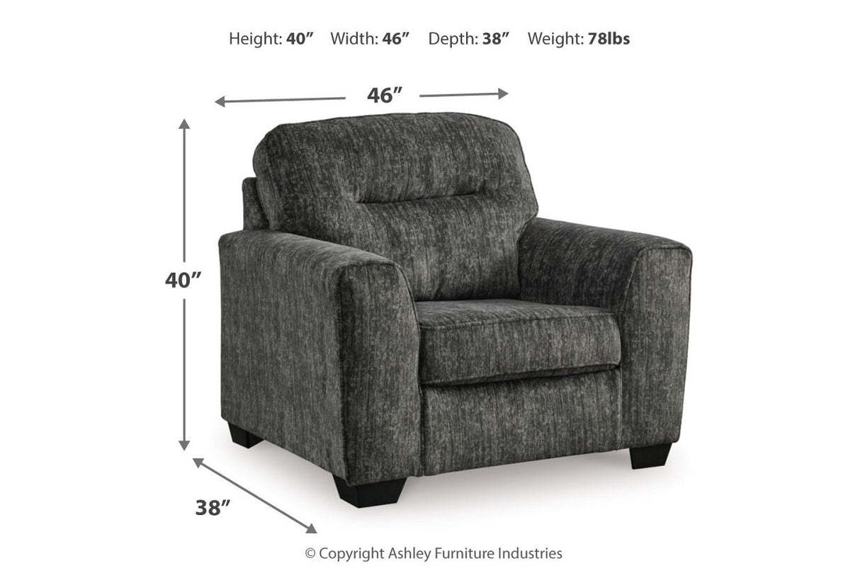 Lonoke Gunmetal Oversized Chair and Ottoman -  Ashley - Luna Furniture