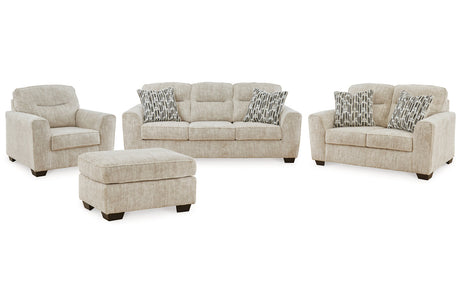 Lonoke Parchment Sofa, Loveseat, Oversized Chair and Ottoman -  Ashley - Luna Furniture