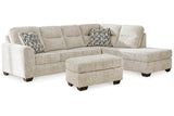 Lonoke Parchment 2-Piece Sectional with Chaise and Ottoman -  Ashley - Luna Furniture