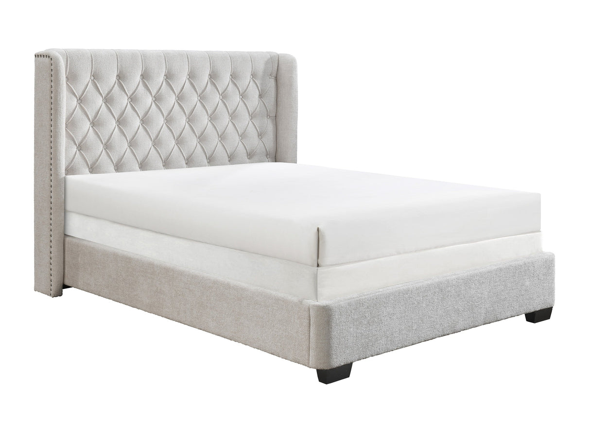 Daphne Ivory Boucle King Upholstered Panel Bed -  Crown Mark - Luna Furniture