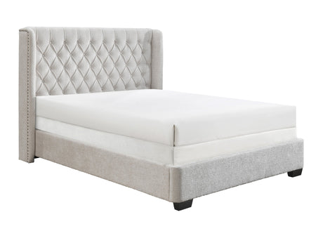 Daphne Ivory Boucle Queen Upholstered Panel Bed from Crown Mark - Luna Furniture