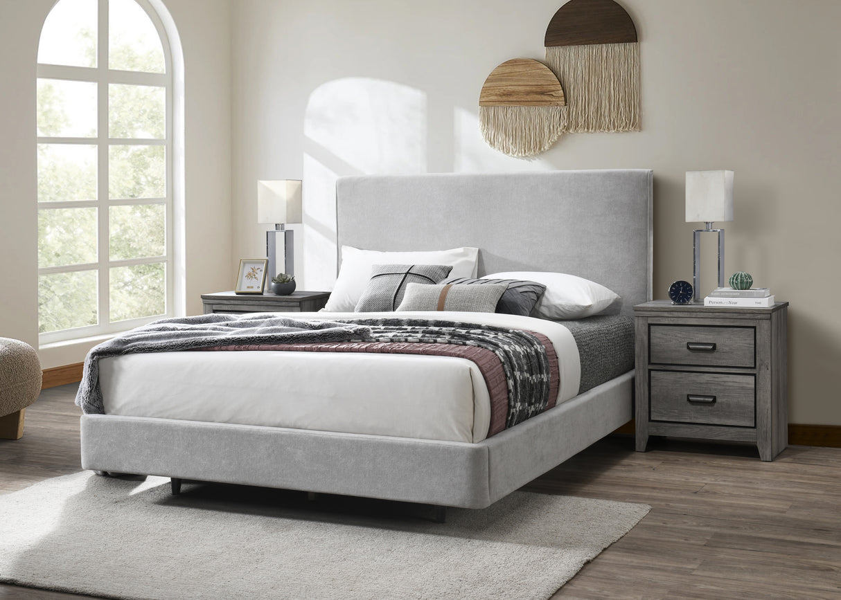 Nirvana Gray King Upholstered Floating Bed -  Crown Mark - Luna Furniture