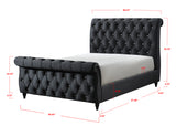 Kyrie Black Queen Upholstered Bed -  Crown Mark - Luna Furniture