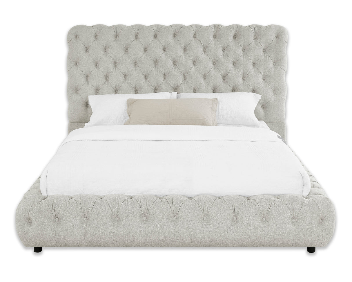 Flory Dove King Upholstered Platform Bed -  Crown Mark - Luna Furniture