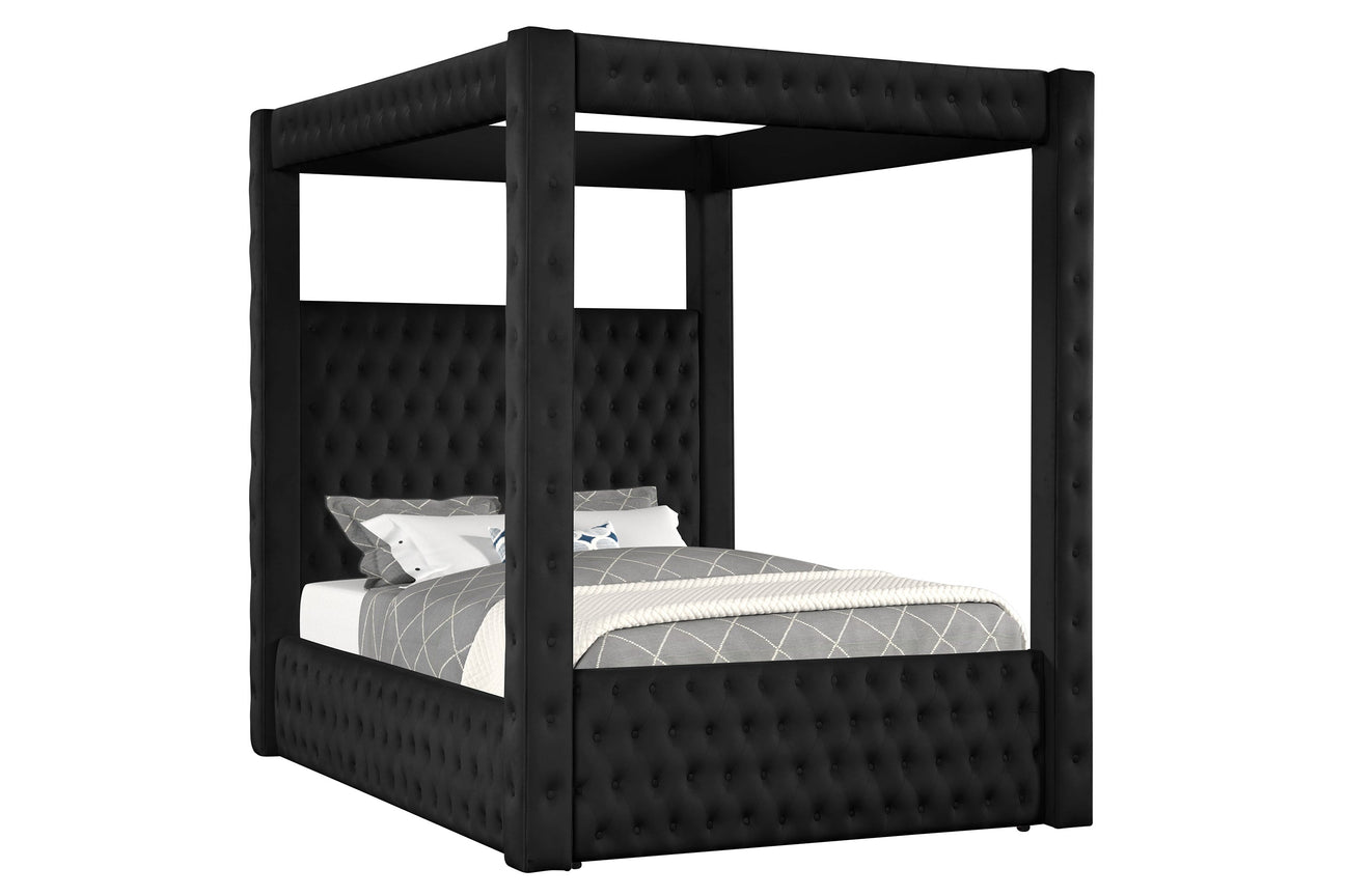 Annabelle Black Velvet King Canopy Bed from Crown Mark - Luna Furniture