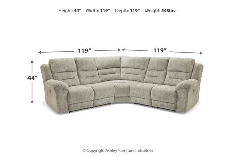 Family Den Pewter 3-Piece Power Reclining Sectional -  Ashley - Luna Furniture