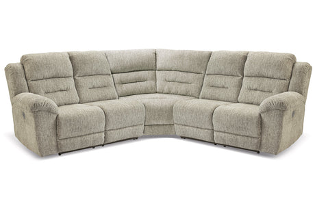 Family Den Pewter 3-Piece Power Reclining Sectional -  Ashley - Luna Furniture