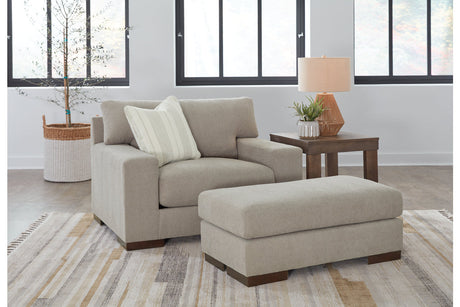 Maggie Flax Oversized Chair and Ottoman -  Ashley - Luna Furniture