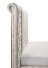 Danbury White Boucle King Upholstered Storage Panel Bed -  Crown Mark - Luna Furniture