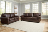 Colleton Dark Brown Leather Living Room Set -  Ashley - Luna Furniture