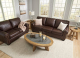 Colleton Dark Brown Leather Living Room Set -  Ashley - Luna Furniture