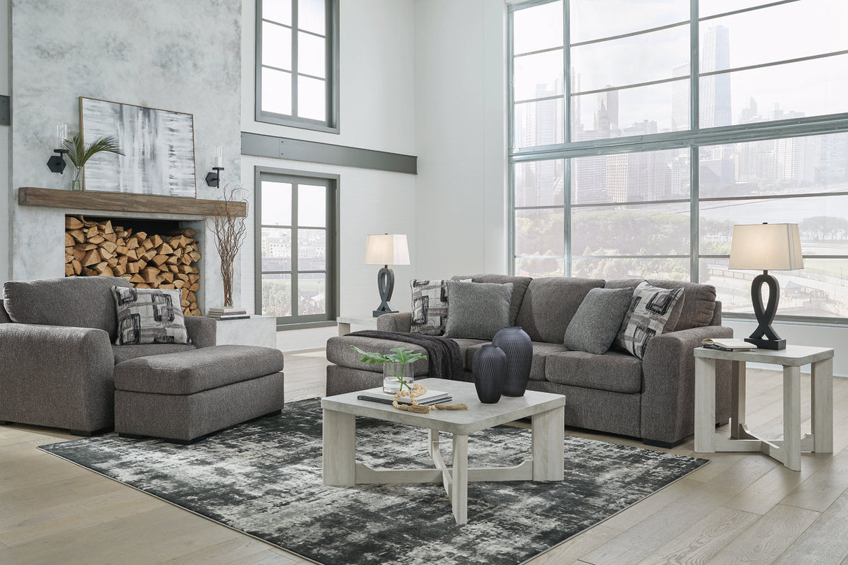 Gardiner Pewter Sofa Chaise and Ottoman -  Ashley - Luna Furniture