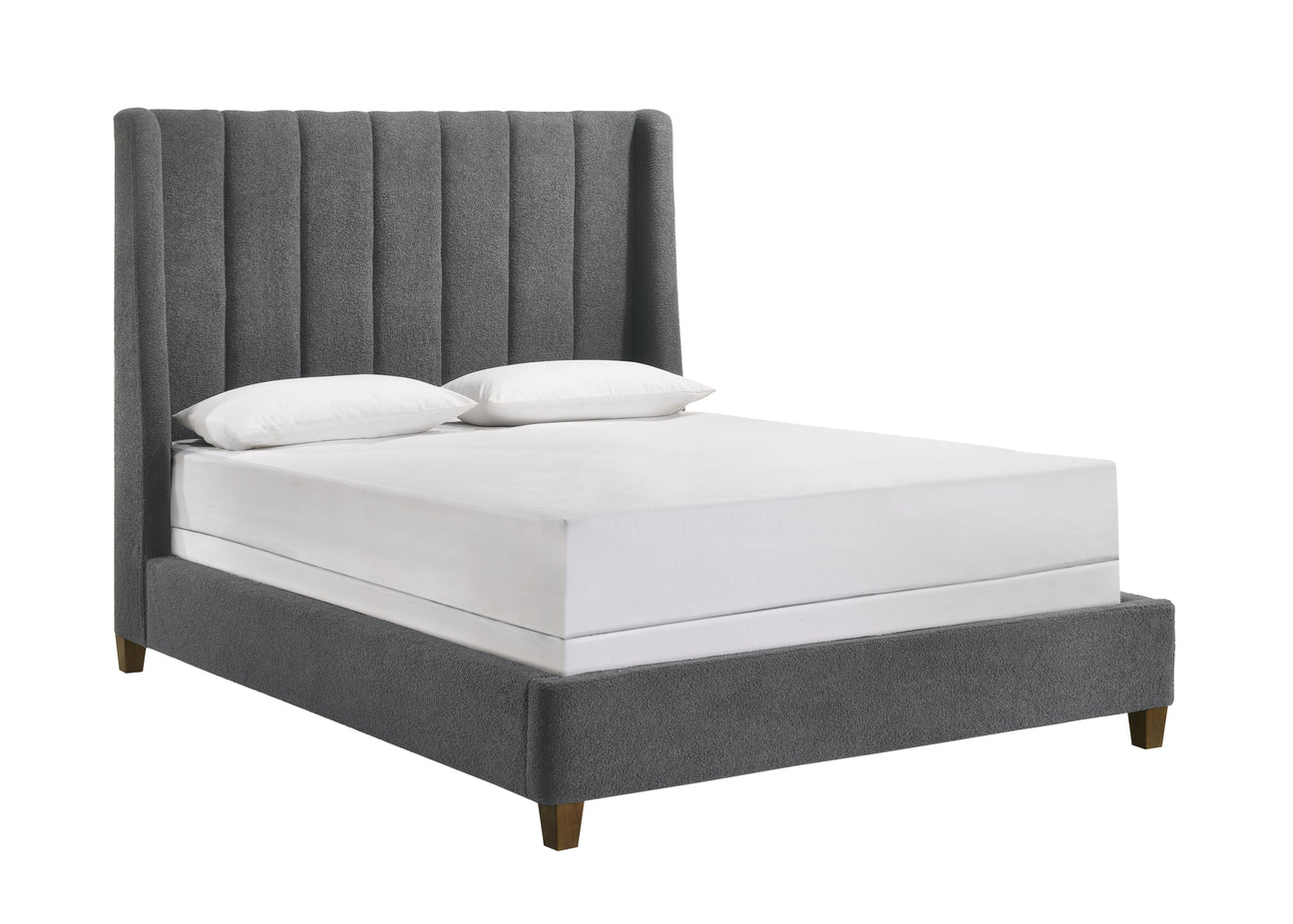 Agnes Charcoal Boucle King Upholstered Bed from Crown Mark - Luna Furniture