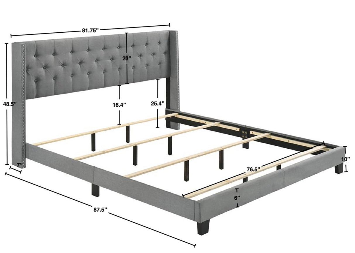 Makayla Gray King Bed -  Crown Mark - Luna Furniture