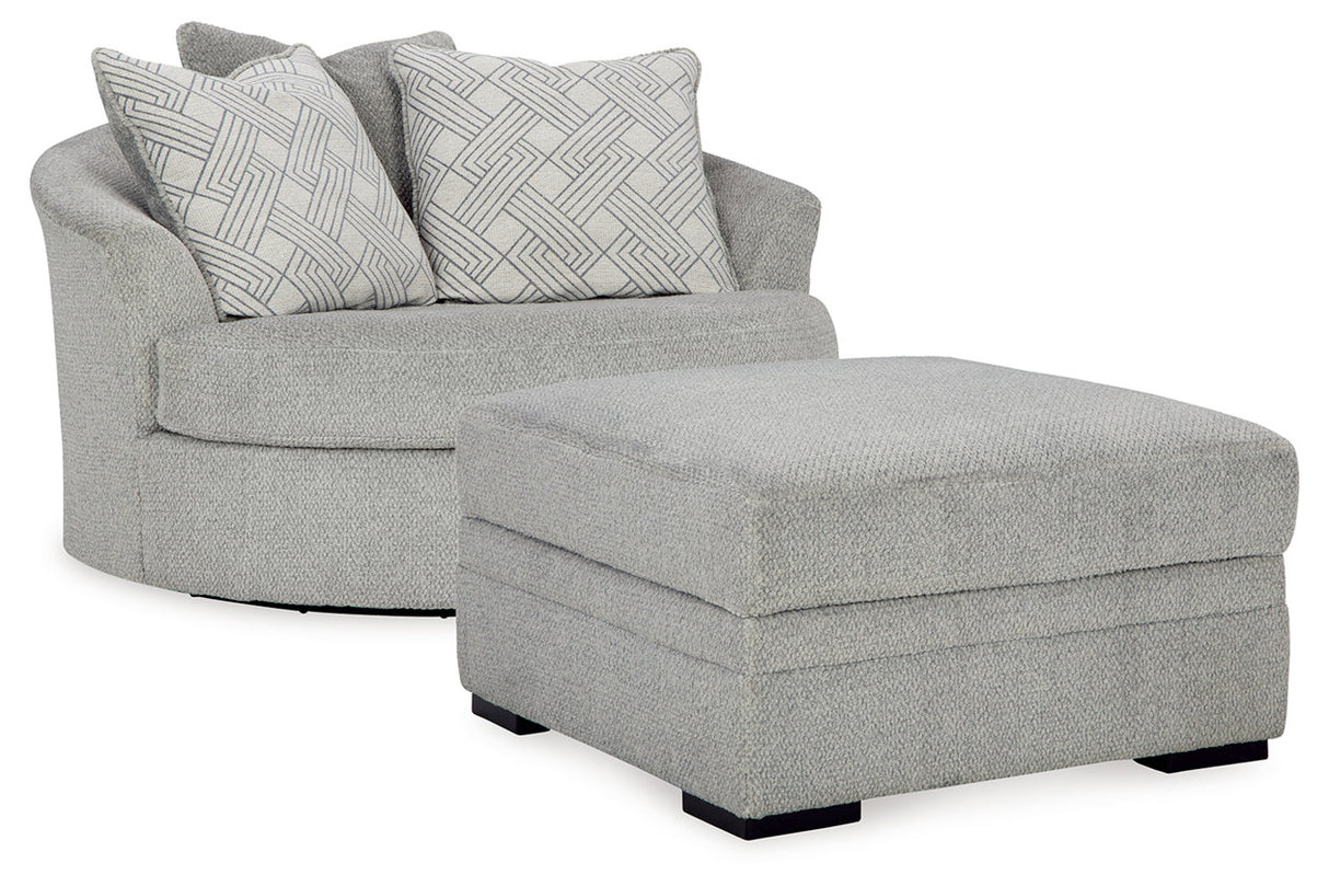 Casselbury Cement Oversized Swivel Chair and Ottoman -  Ashley - Luna Furniture