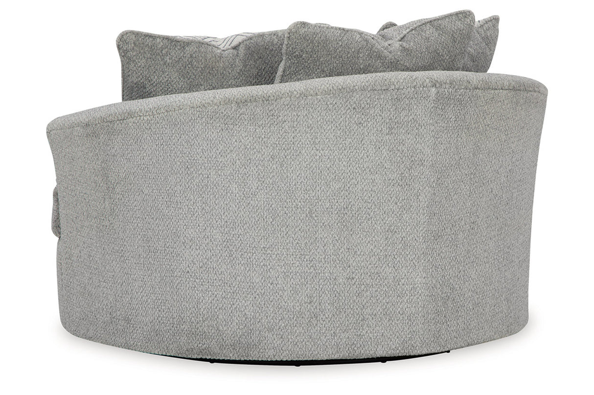 Casselbury Cement Oversized Swivel Chair and Ottoman -  Ashley - Luna Furniture