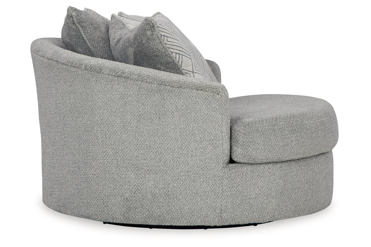 Casselbury Cement Oversized Swivel Chair and Ottoman -  Ashley - Luna Furniture