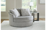 Casselbury Cement Oversized Swivel Chair and Ottoman -  Ashley - Luna Furniture