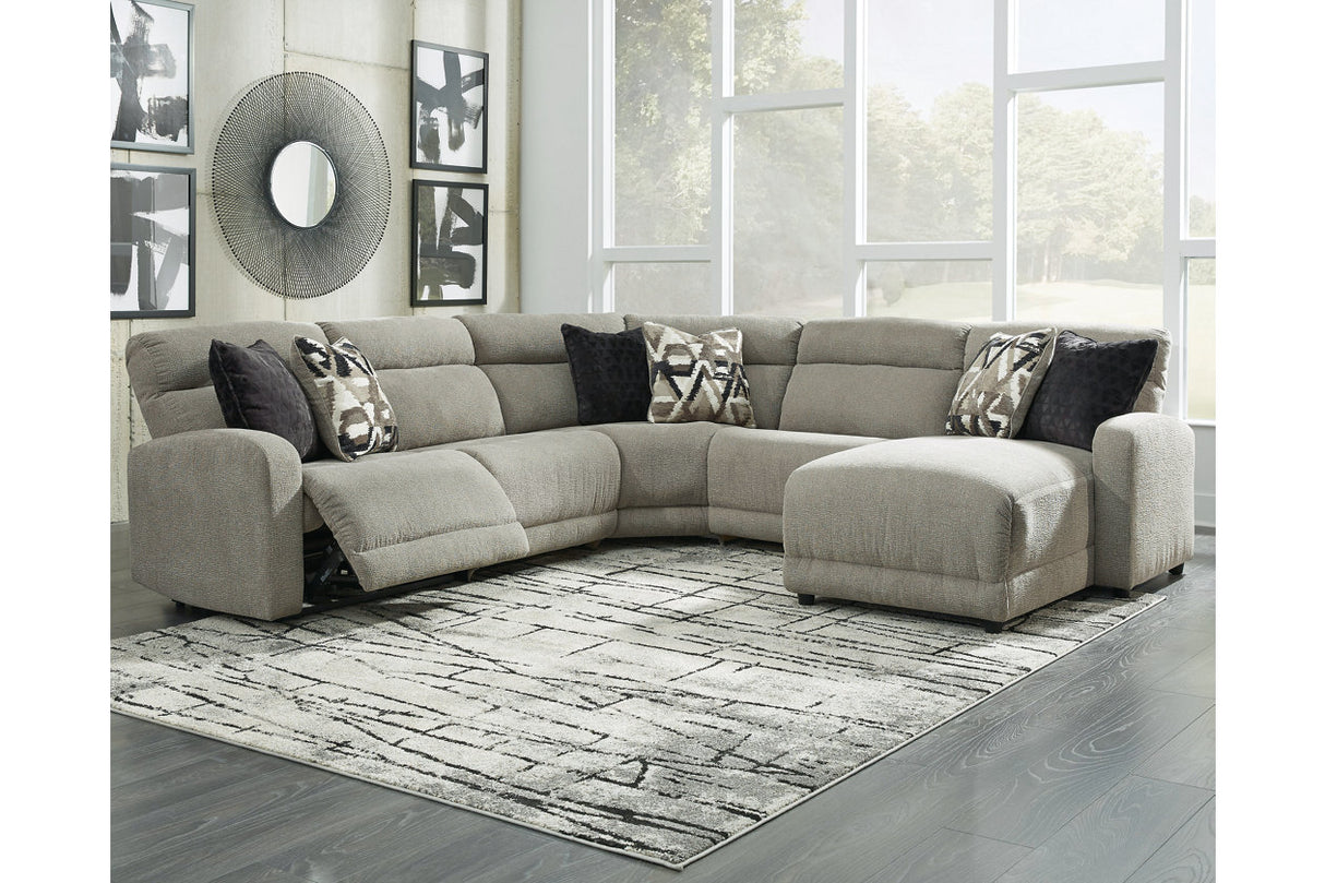 Colleyville Stone 5-Piece Power Reclining Sectional with Chaise -  Ashley - Luna Furniture