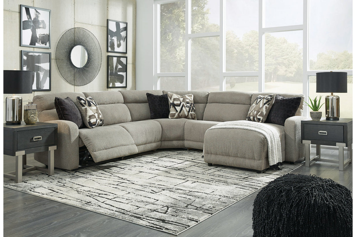 Colleyville Stone 5-Piece Power Reclining Sectional with Chaise -  Ashley - Luna Furniture