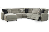 Colleyville Stone 5-Piece Power Reclining Sectional with Chaise -  Ashley - Luna Furniture