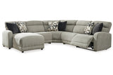 Colleyville Stone 5-Piece Power Reclining Sectional with Chaise -  Ashley - Luna Furniture