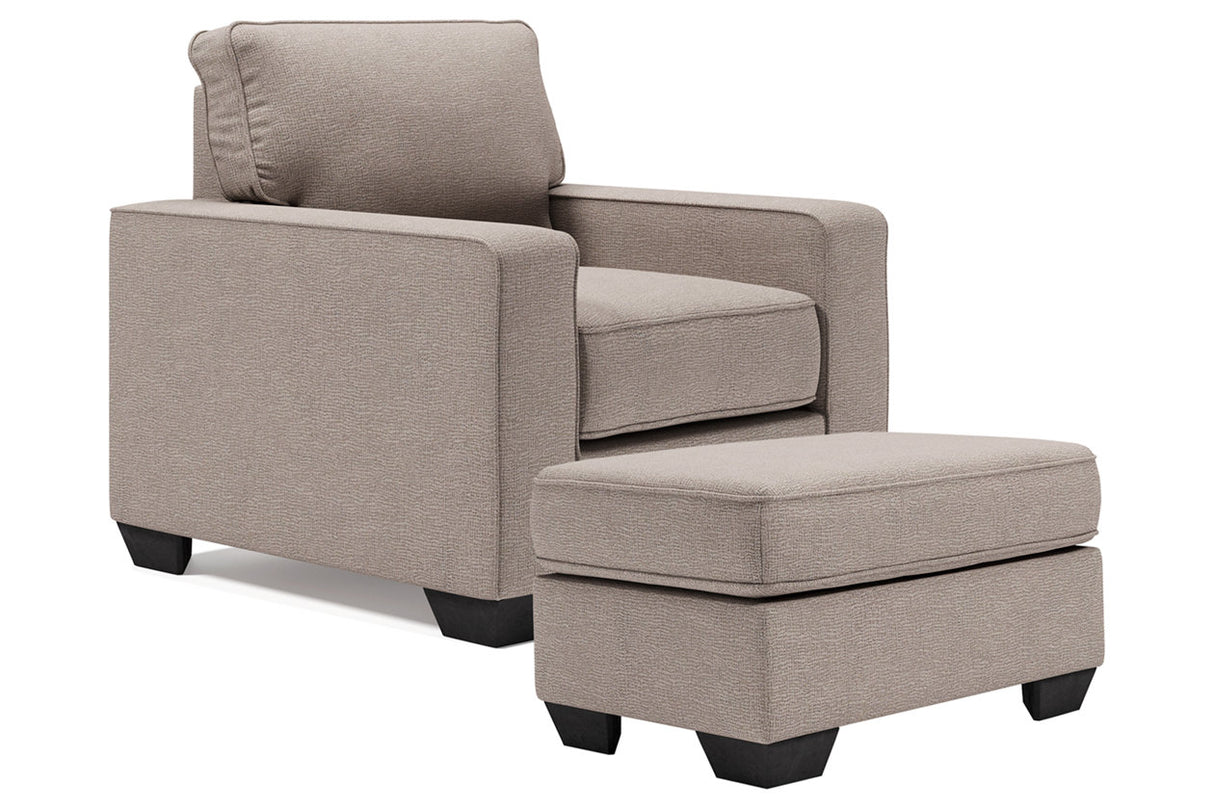 Greaves Stone Chair and Ottoman -  Ashley - Luna Furniture