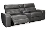 Samperstone Gray 3-Piece Power Reclining Sectional Loveseat -  Ashley - Luna Furniture