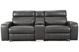 Samperstone Gray 3-Piece Power Reclining Sectional Loveseat -  Ashley - Luna Furniture