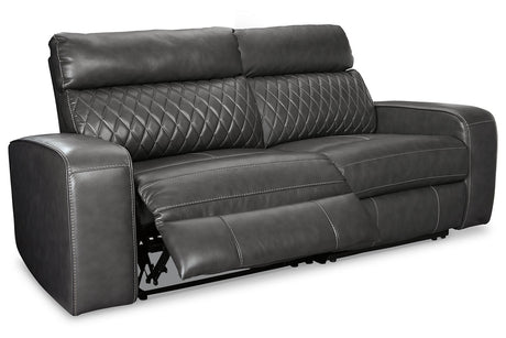 Samperstone Gray 2-Piece Power Reclining Sectional Loveseat -  Ashley - Luna Furniture