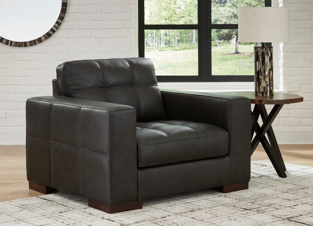 Luigi Thunder Leather Living Room Set -  Ashley - Luna Furniture