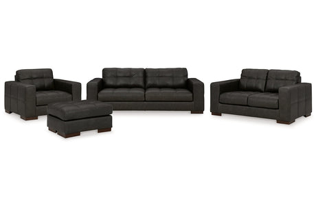 Luigi Thunder Sofa, Loveseat, Oversized Chair and Ottoman -  Ashley - Luna Furniture