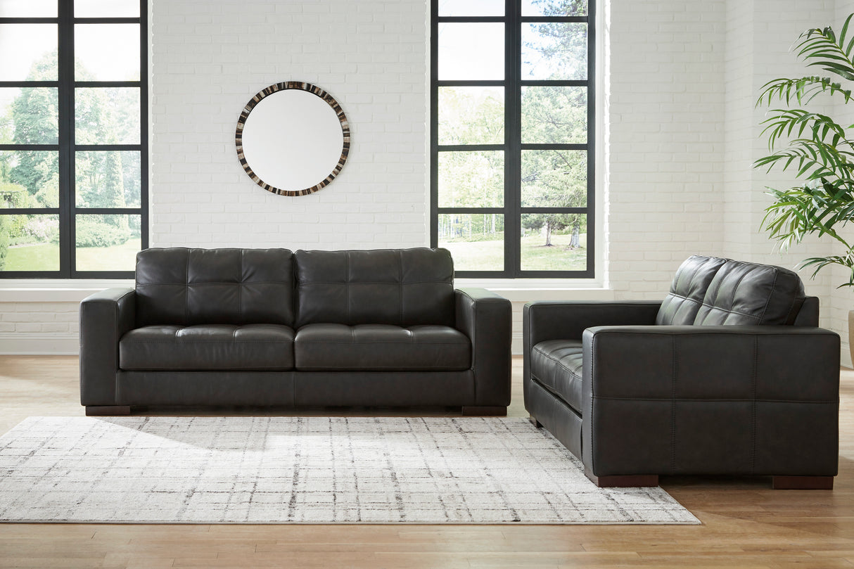 Luigi Thunder Leather Living Room Set -  Ashley - Luna Furniture