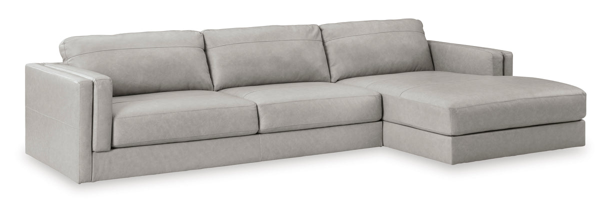 Amiata Glacier Leather 2-Piece RAF Chaise Sectional from Ashley - Luna Furniture