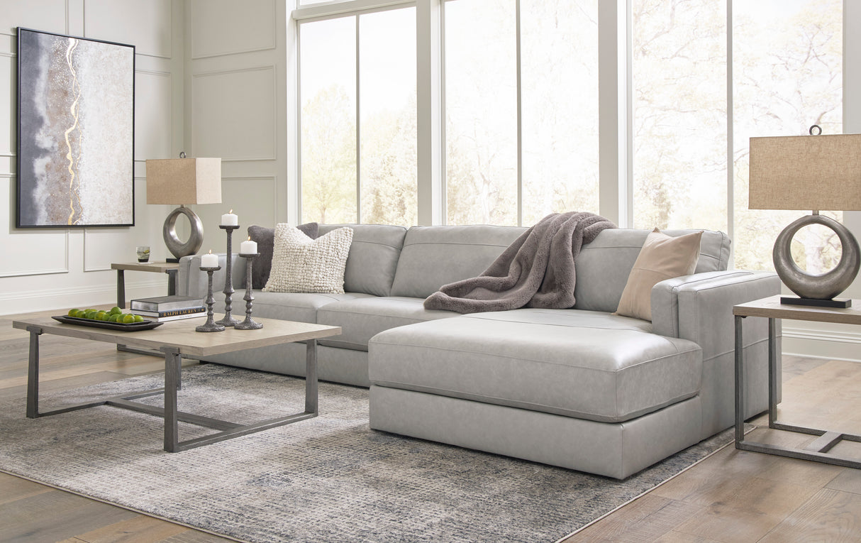 Amiata Glacier Leather 2-Piece RAF Chaise Sectional from Ashley - Luna Furniture